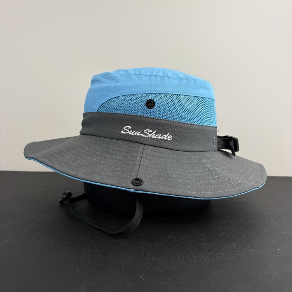 SunShade Boonie Hat Wide Brim Mesh Fishing Safari Hiking Sun Cap Blue Adjustable